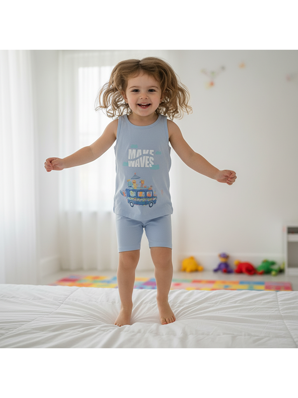 Çocuk Baskılı Açık Mavi Renk 2'li Takım Cb1049-2