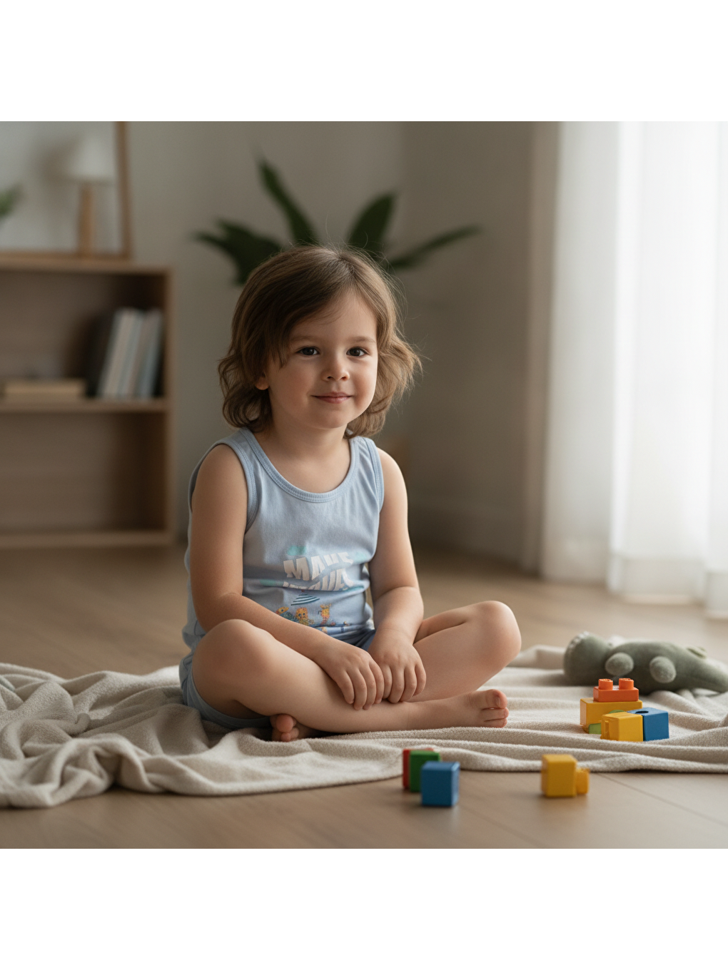 Çocuk Baskılı Açık Mavi Renk 2'li Takım Cb1049-4
