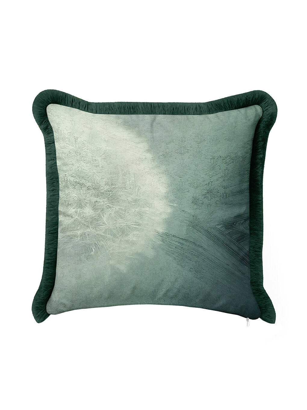 Karışık Lüks Doğal Esinti Saçaklı Yastık Kılıfı - Zarif Boho Yeşil Püsküllü Kırlent Kılıfı-3