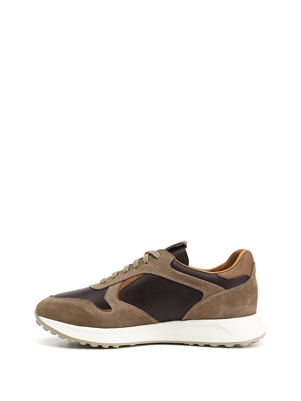 Bej Erkek KUM Bağcıklı Hakiki Deri Sneaker-3