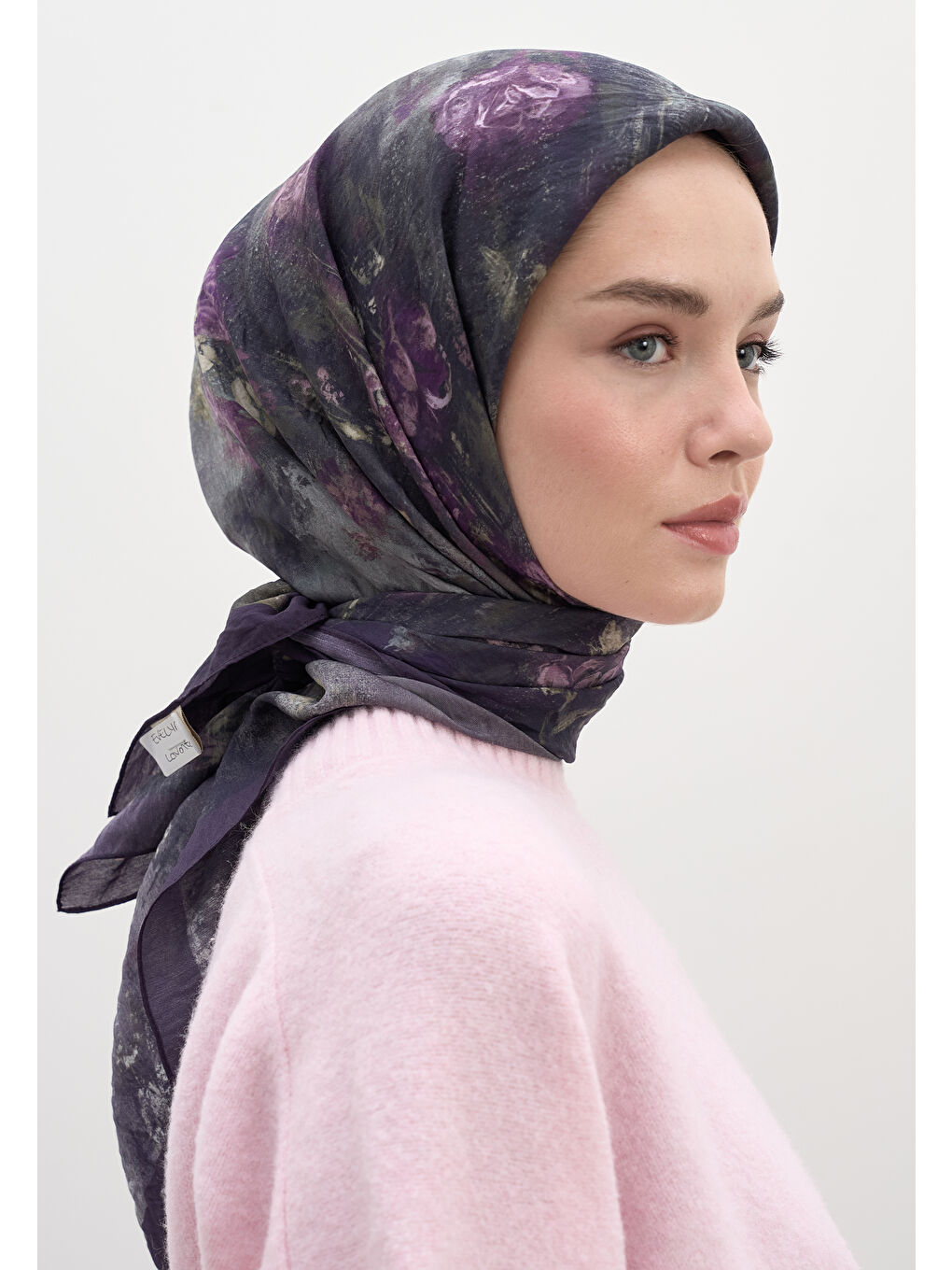 Lila Evelyne Desen Pamuklu Viskon Eşarp Lavanta-3