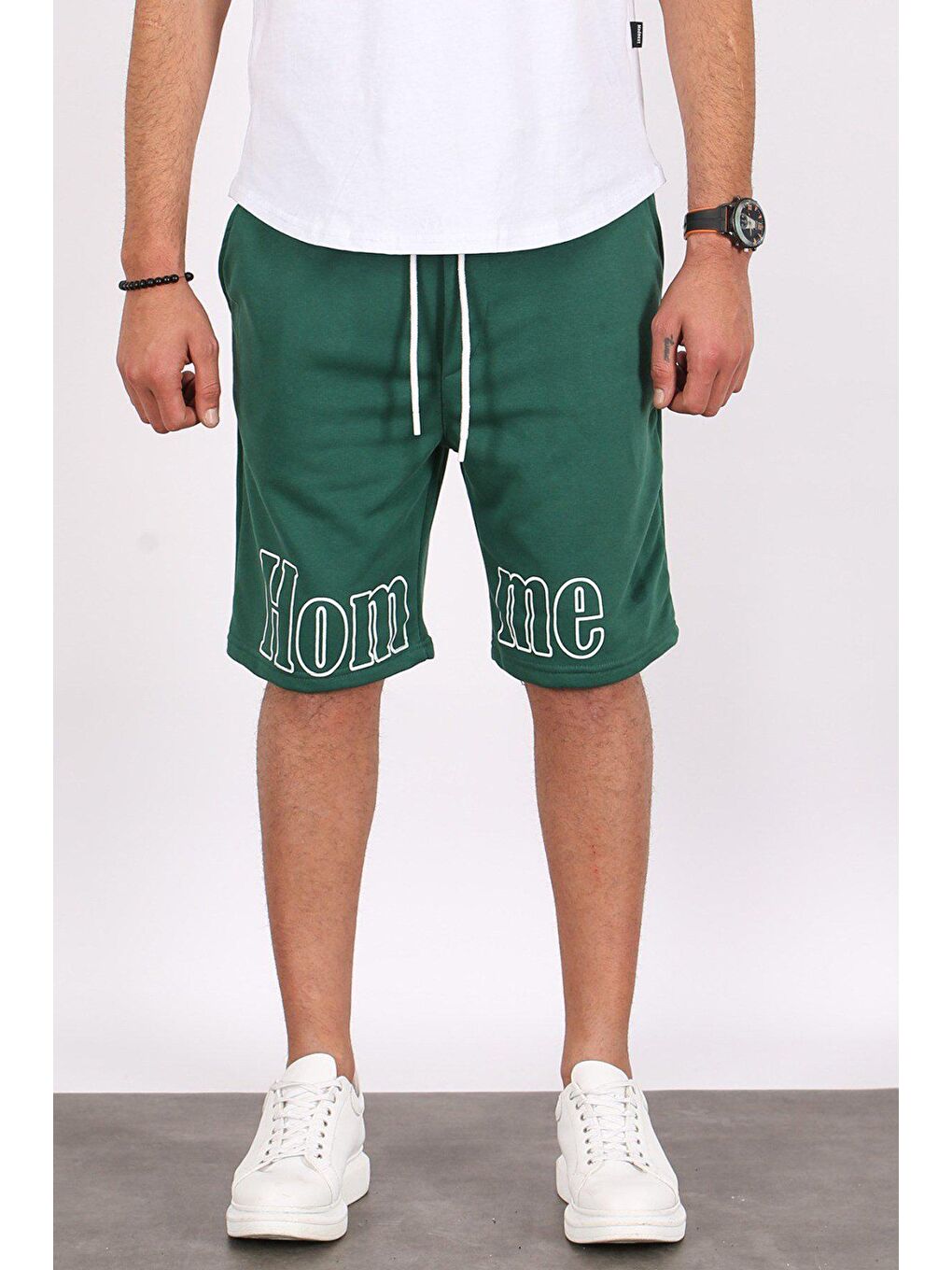 Erkek Baskılı Yeşil Kapri Şort 5439-6