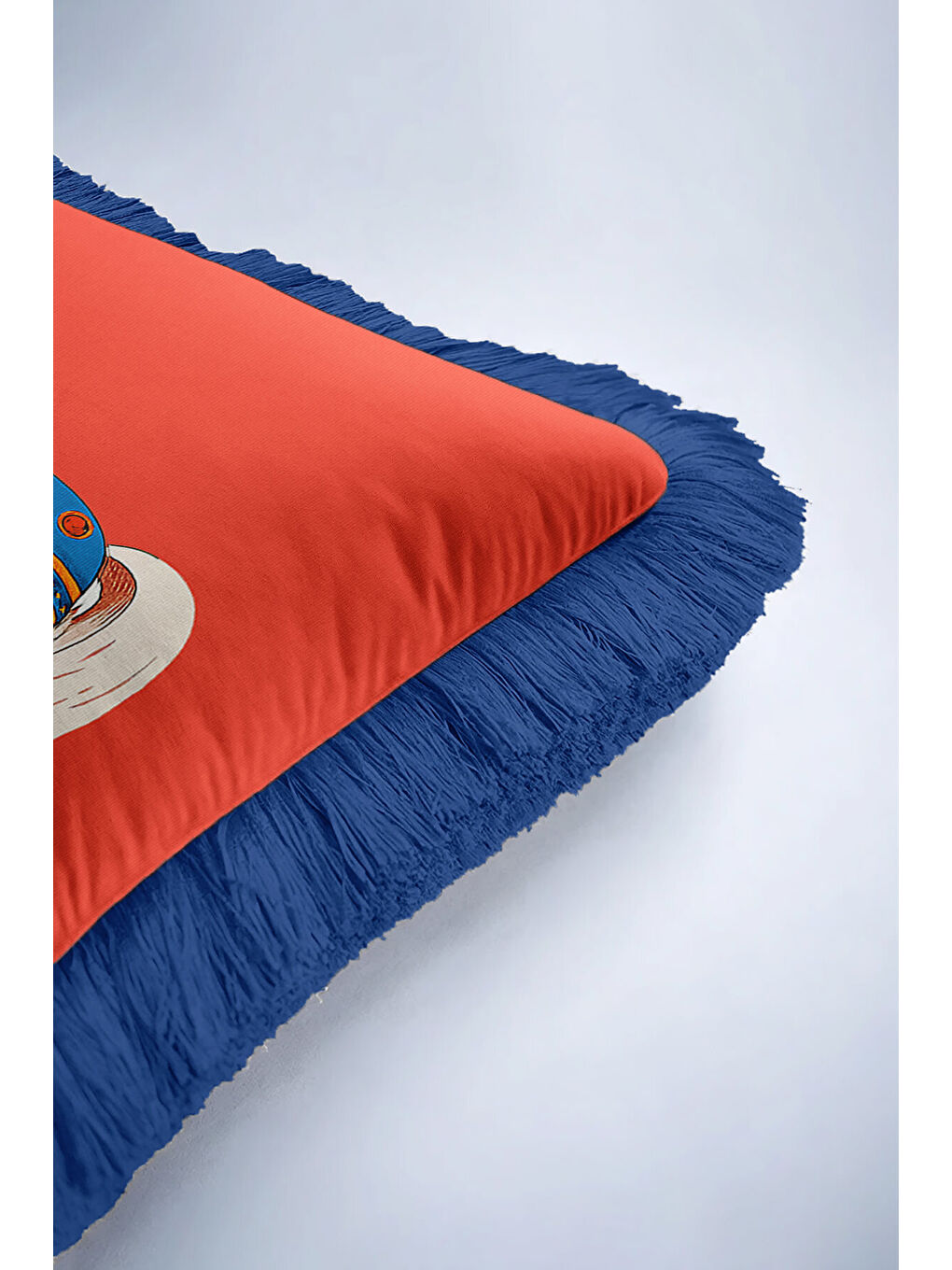 Karışık Saray İhtişamlı Saçaklı Yastık Kılıfı - Asil At Figürü Bohem Kırmızı Lacivert Püsküllü Kırlent Kılıf-6