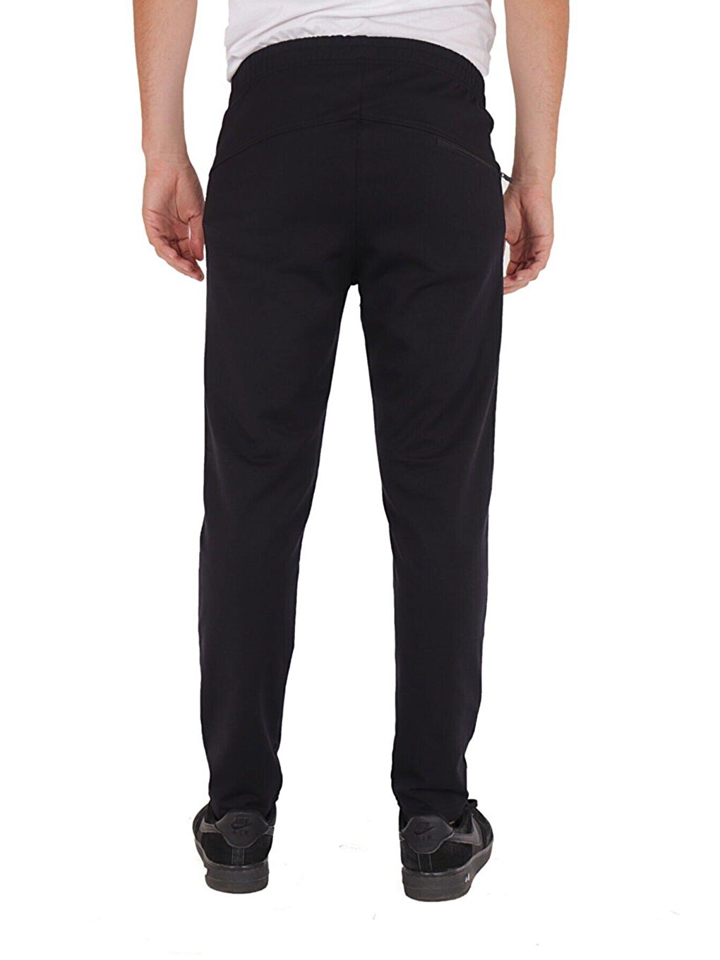 Erkek Eşofman Altı Petek Doku Şeritli 3 Fermuarlı M9701 Lacivert-3