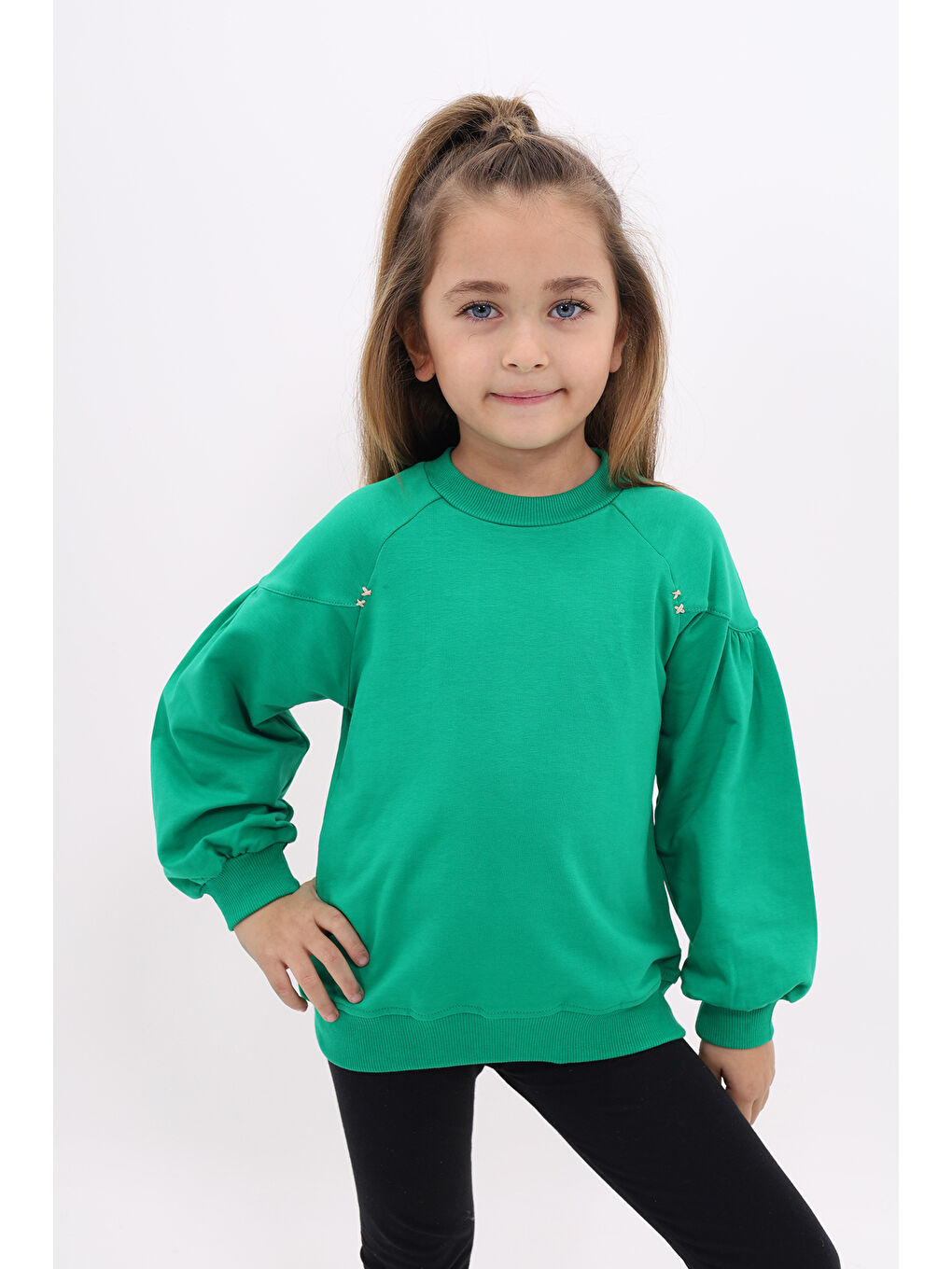Yeşil Kız Çocuk Sweatshirt-5