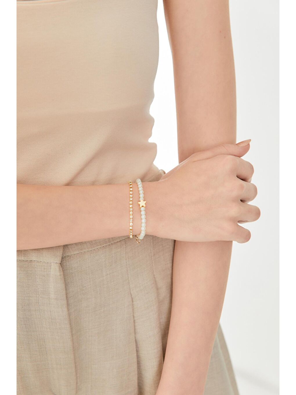 Sarı Boncuklu Zincir Bileklik-3