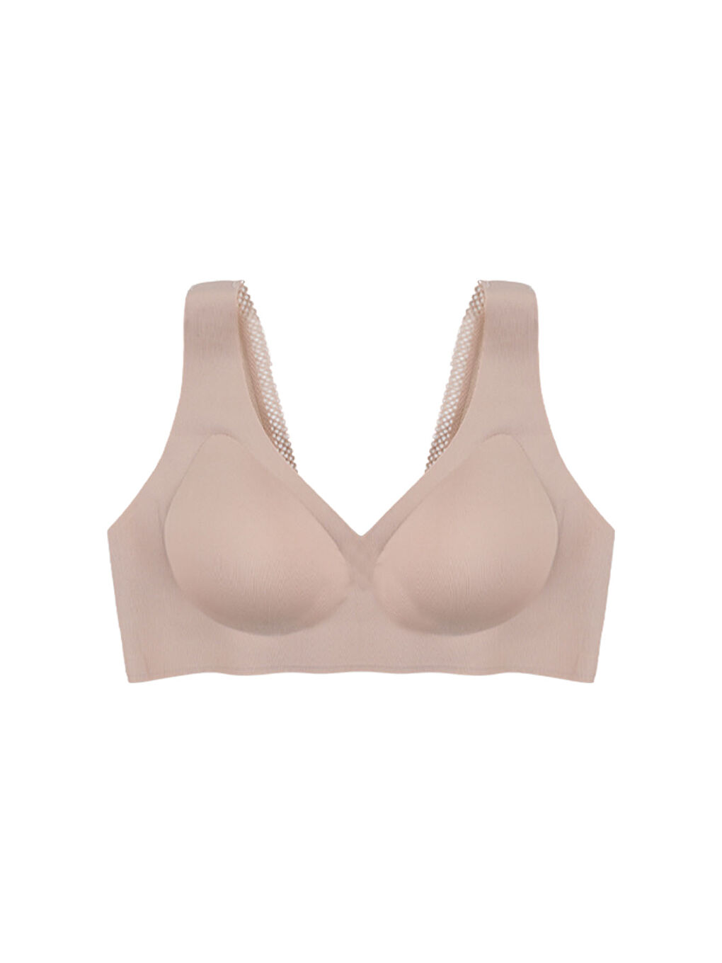 Ekru Balensiz Lazer Dilim Detaylı Sırt Dantelli Dikişsiz Sütyen