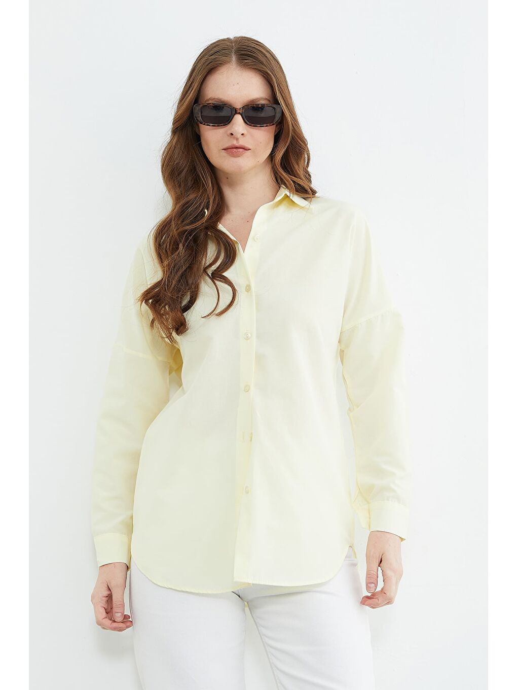 Sarı Basic Düğmeli Gömlek-1