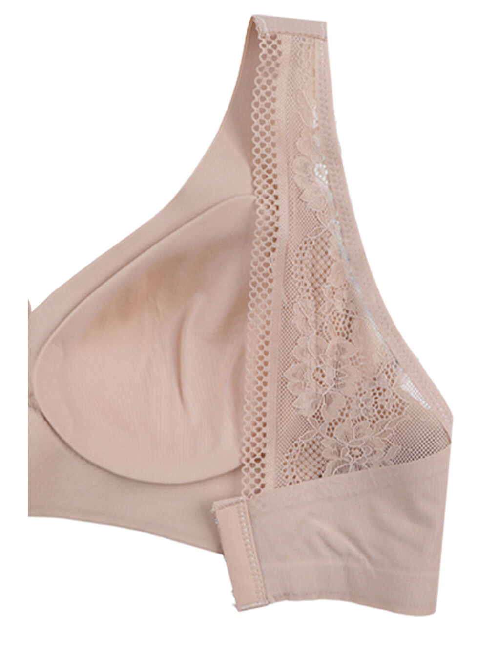 Ekru Balensiz Lazer Dilim Detaylı Sırt Dantelli Dikişsiz Sütyen-1