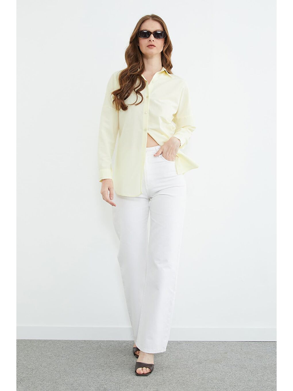 Sarı Basic Düğmeli Gömlek-2