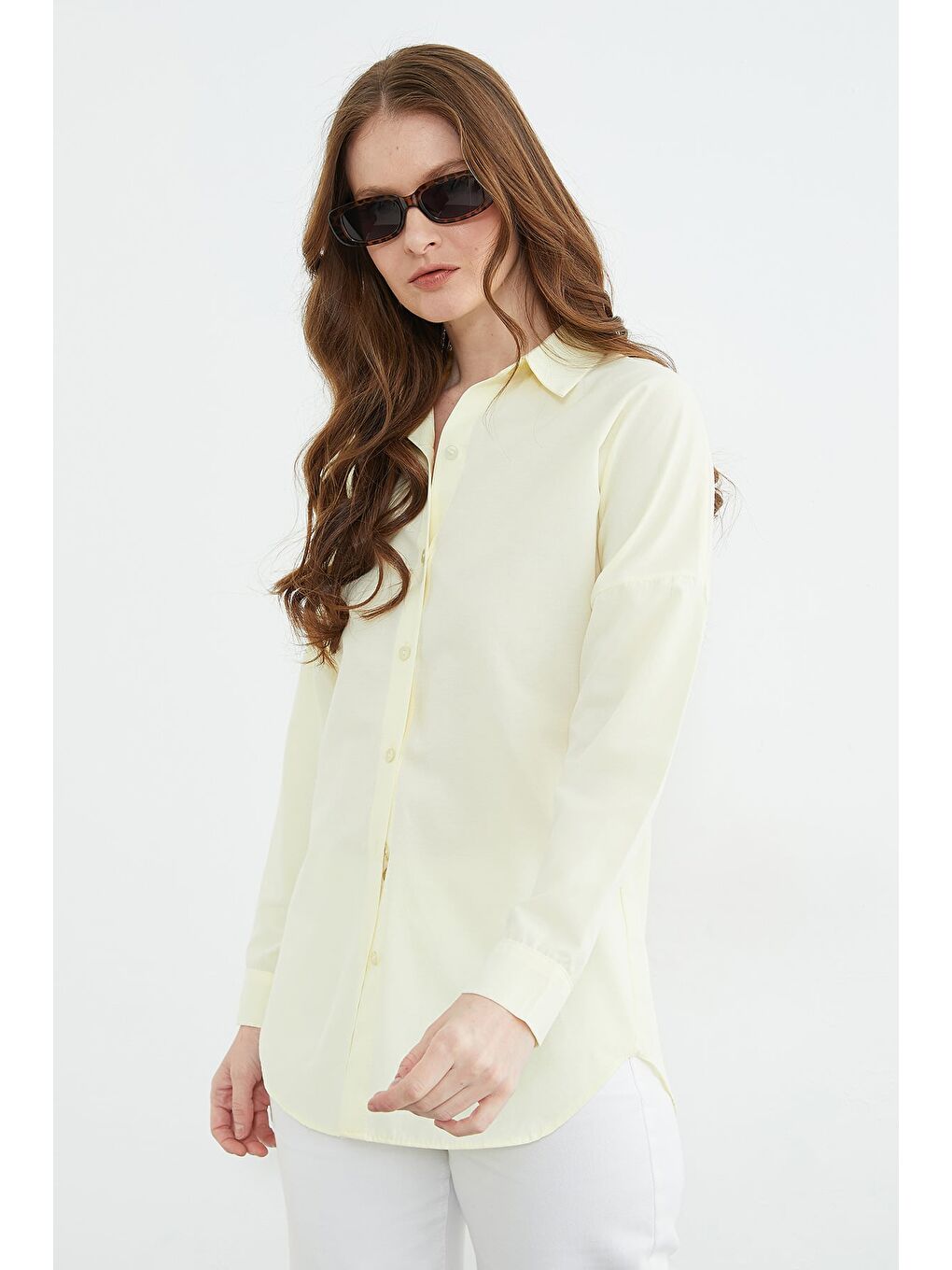 Sarı Basic Düğmeli Gömlek-3