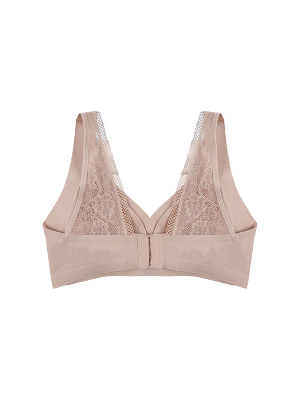 Ekru Balensiz Lazer Dilim Detaylı Sırt Dantelli Dikişsiz Sütyen-2