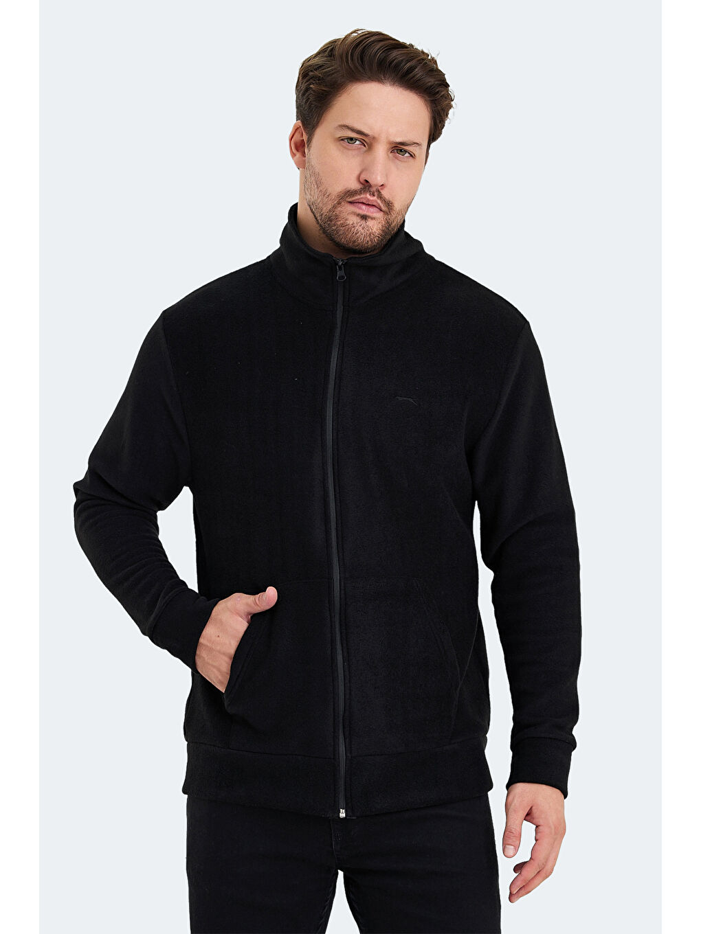 SANSA 2 Lİ SET Erkek Fermuarlı Dik Yaka Cepli Siyah - Haki Polar-1