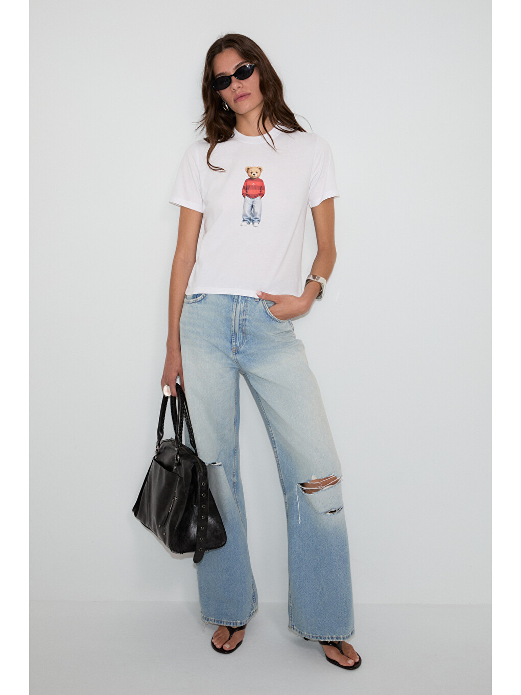 Beyaz ASENA Kadın Yumuşak Ve %100 Organik Pamuklu Dünya Kupasına Özel Baskılı BEYAZ T-Shirt-2