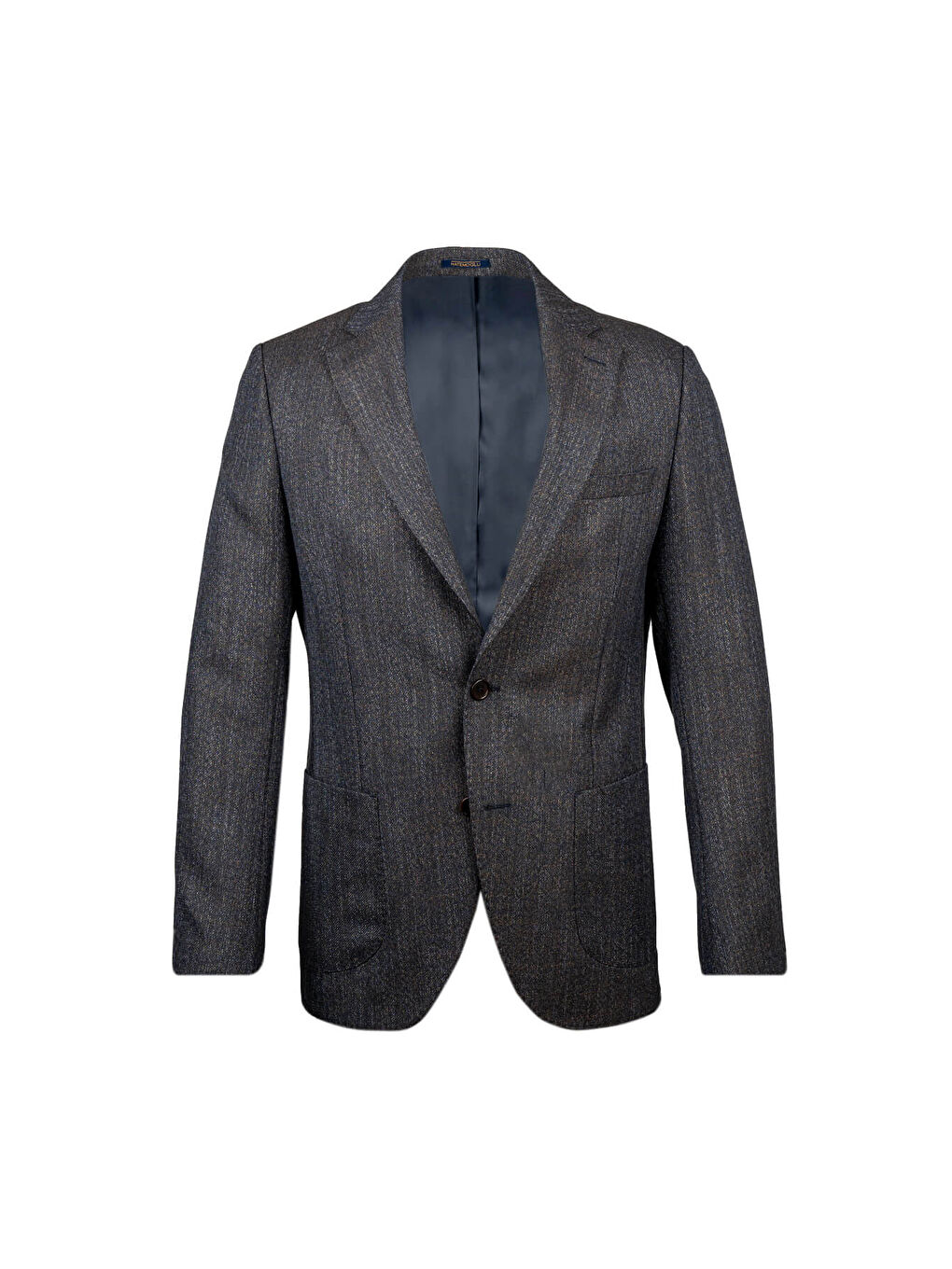 Lacivert Comfort Fit Mono Yaka Desenli Klasik Ceket