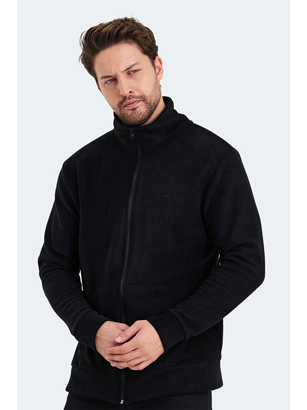 SANSA 2 Lİ SET Erkek Fermuarlı Dik Yaka Cepli Siyah - Haki Polar-5