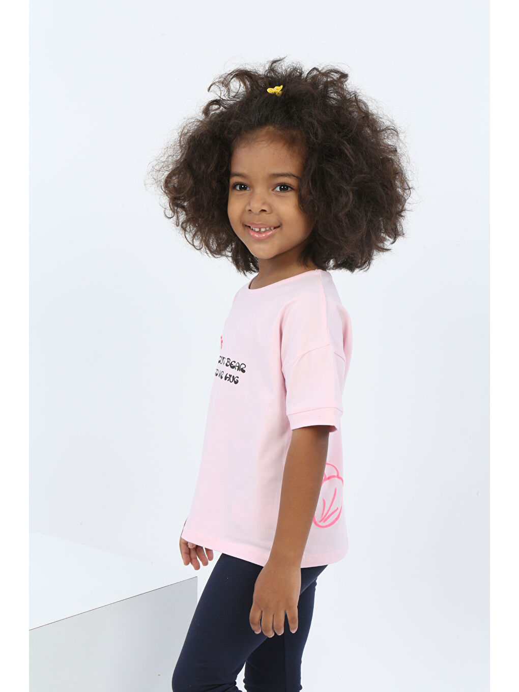 Pembe Kız Çocuk Ayıcık Baskılı Tişört-1