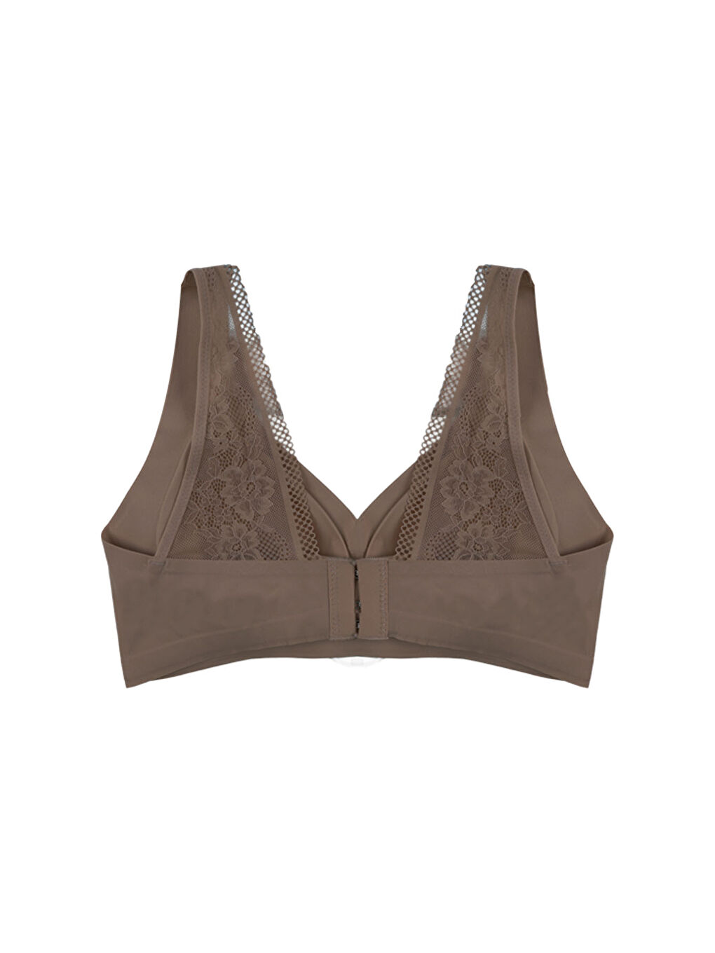Kahverengi Balensiz Lazer Dilim Detaylı Sırt Dantelli Dikişsiz Sütyen-2