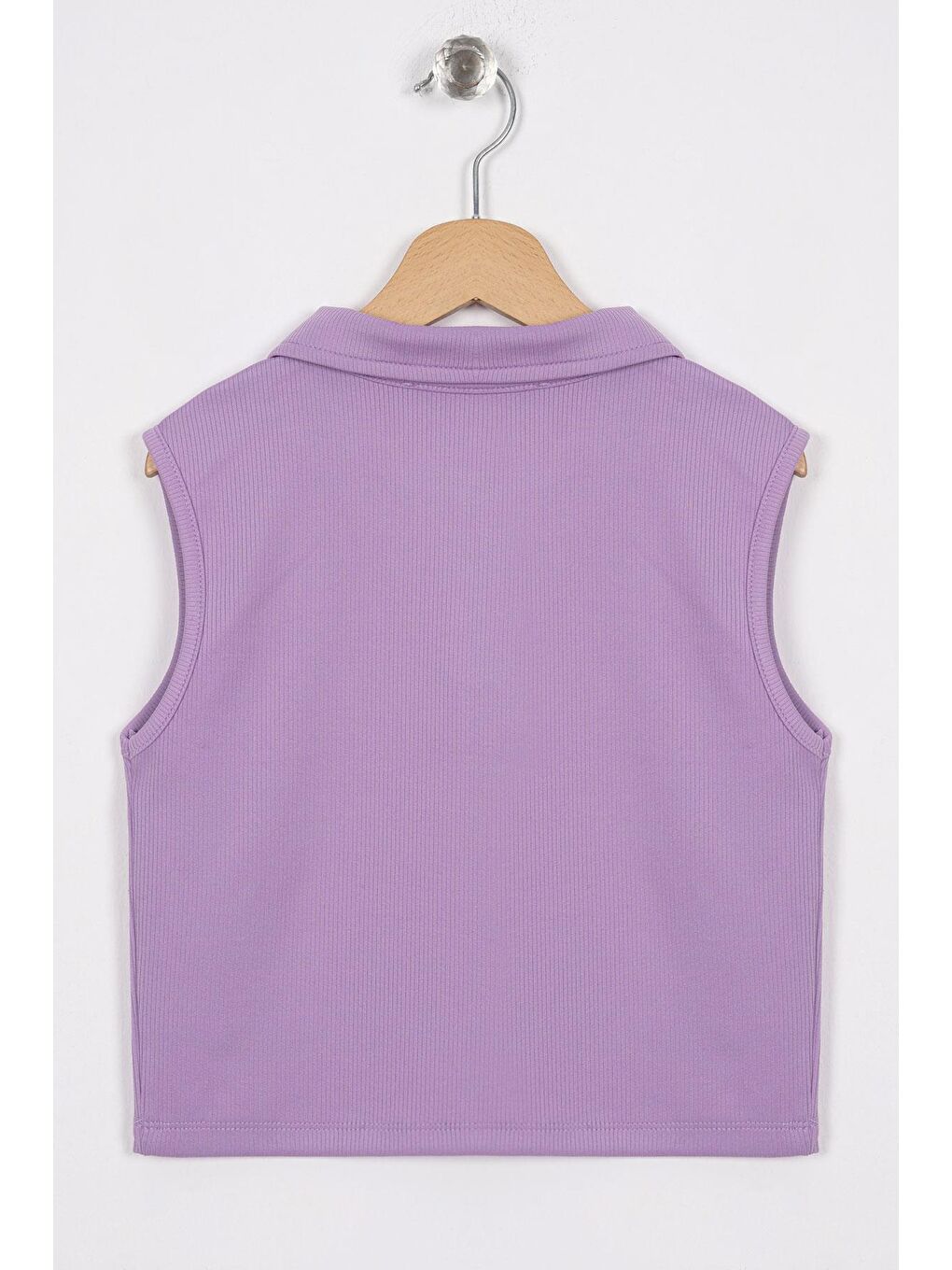 Yaka Detaylı Lila Renk Kız Çocuk Crop-2