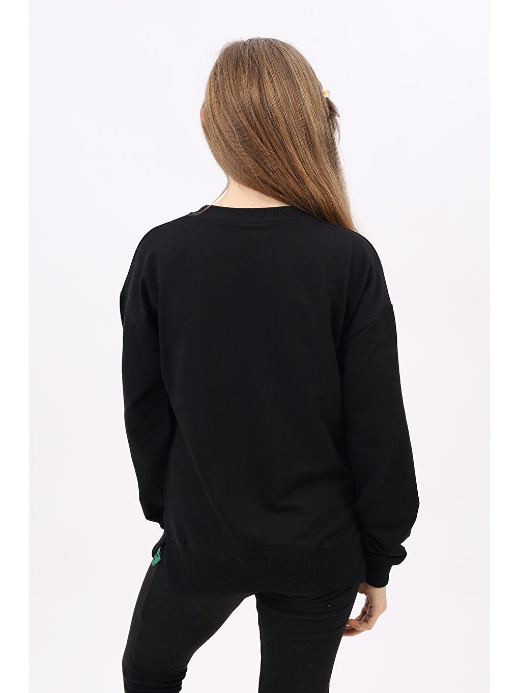 Siyah Kız Çocuk Nakışlı Sweatshirt-3