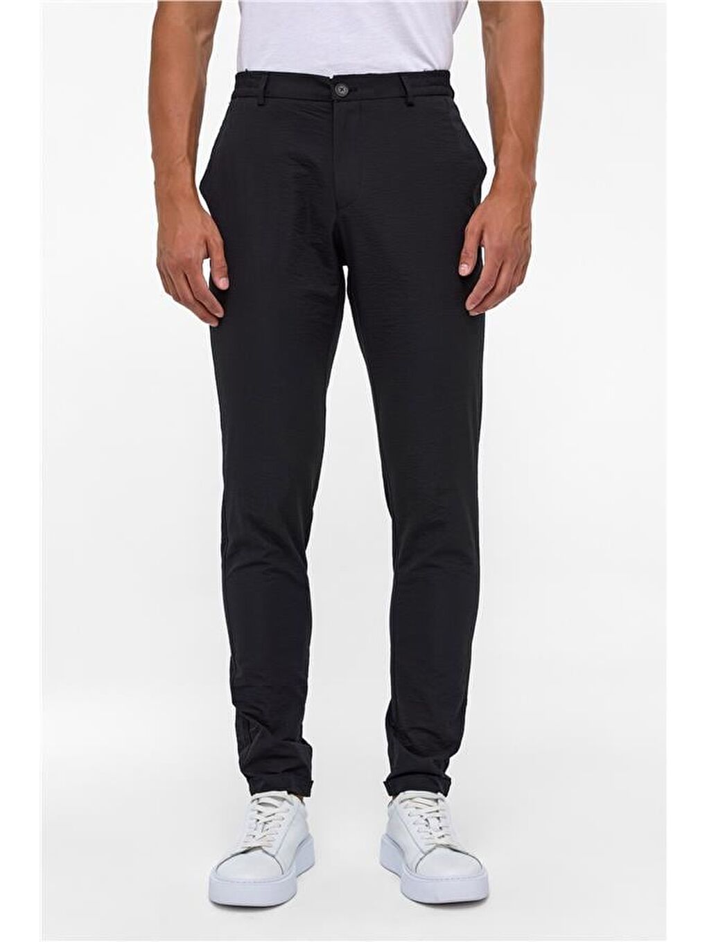Siyah Slim Armürlü Jogger Pantolon-1