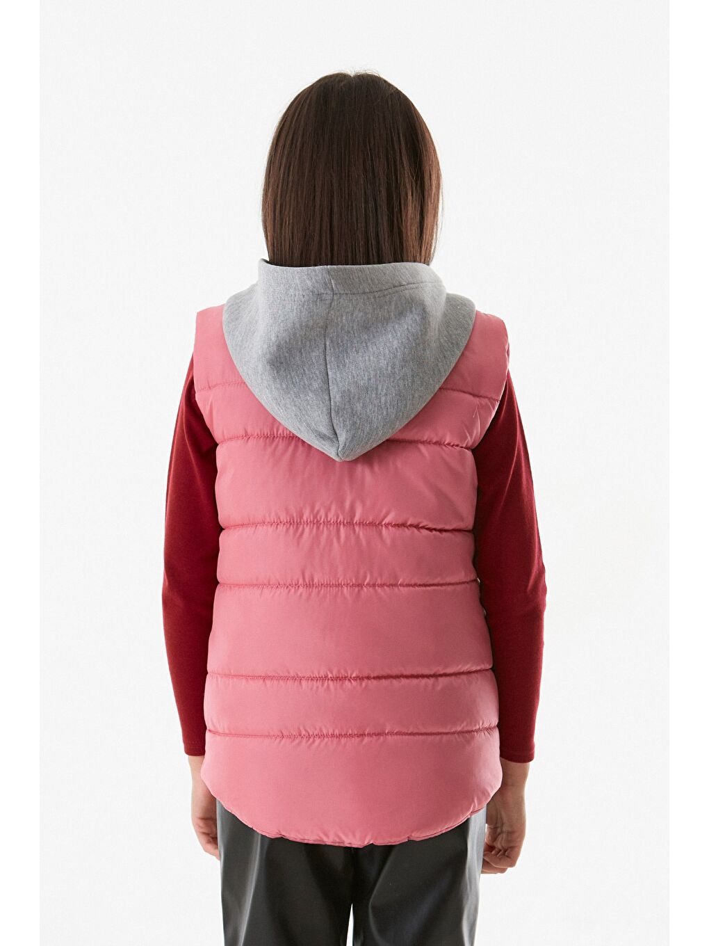 Pembe Cebi Fermuarlı Kapüşonlu Kız Çocuk Yelek-4