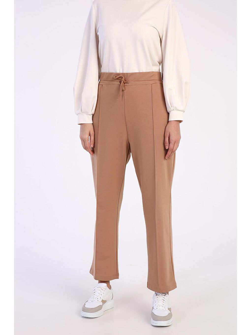 Koyu Bej Büyük Beden Cepli Eşofman Altı-1