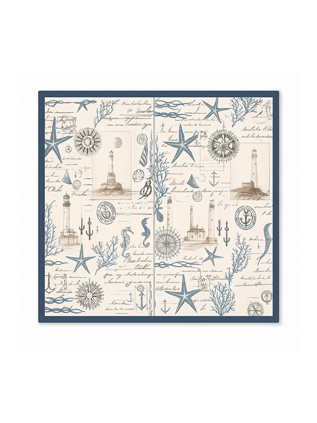 Mavi Bohem Saten Dokulu Bandana Fular-1