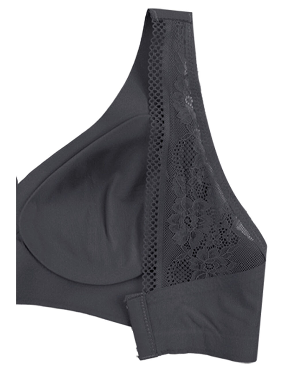 Siyah Balensiz Lazer Dilim Detaylı Sırt Dantelli Dikişsiz Sütyen-1