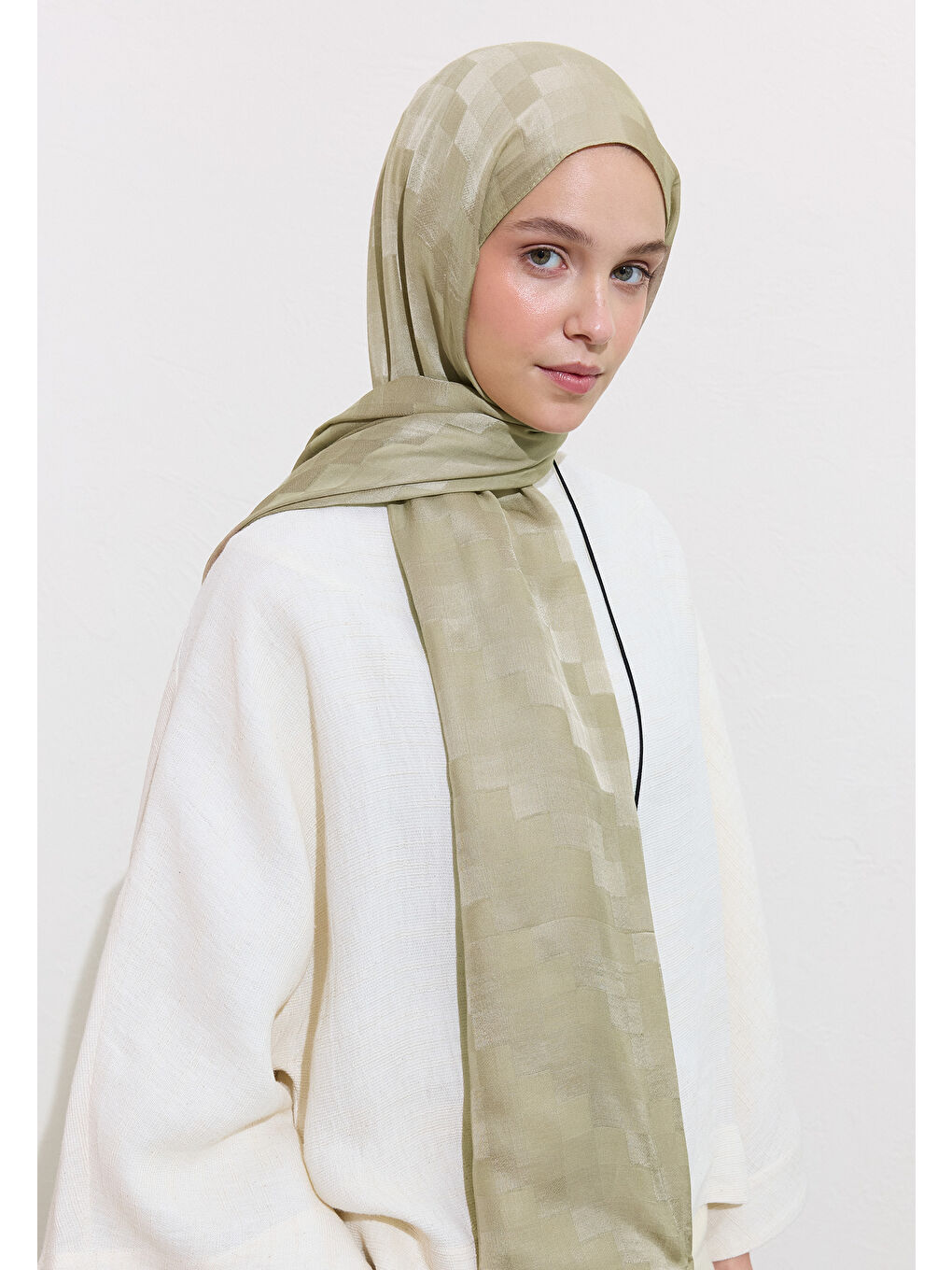 Bej Nori İpek Jakar Şal Vizon-1