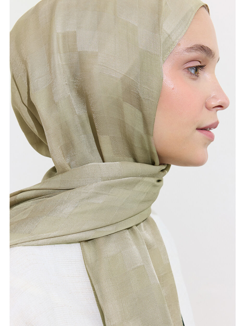 Bej Nori İpek Jakar Şal Vizon-2