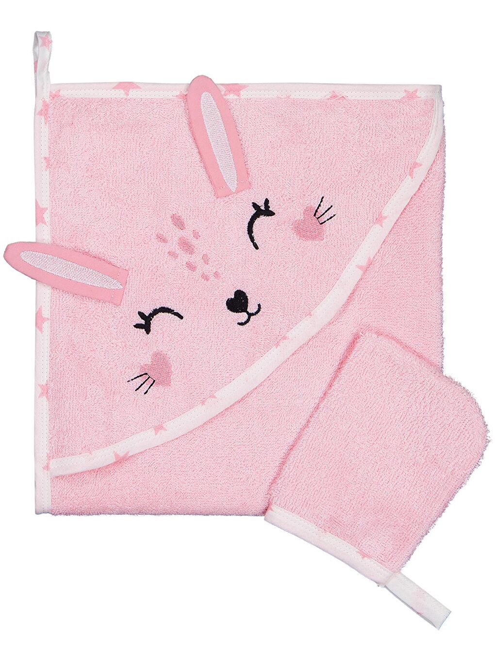 Baby Tavşan Mobil Kulaklı Bambu Havlu - Pembe Standart-1