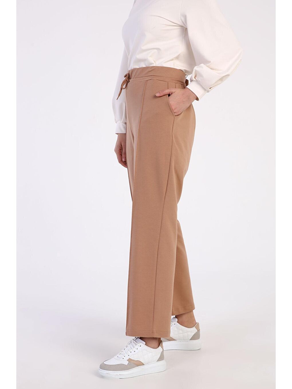 Koyu Bej Büyük Beden Cepli Eşofman Altı-2