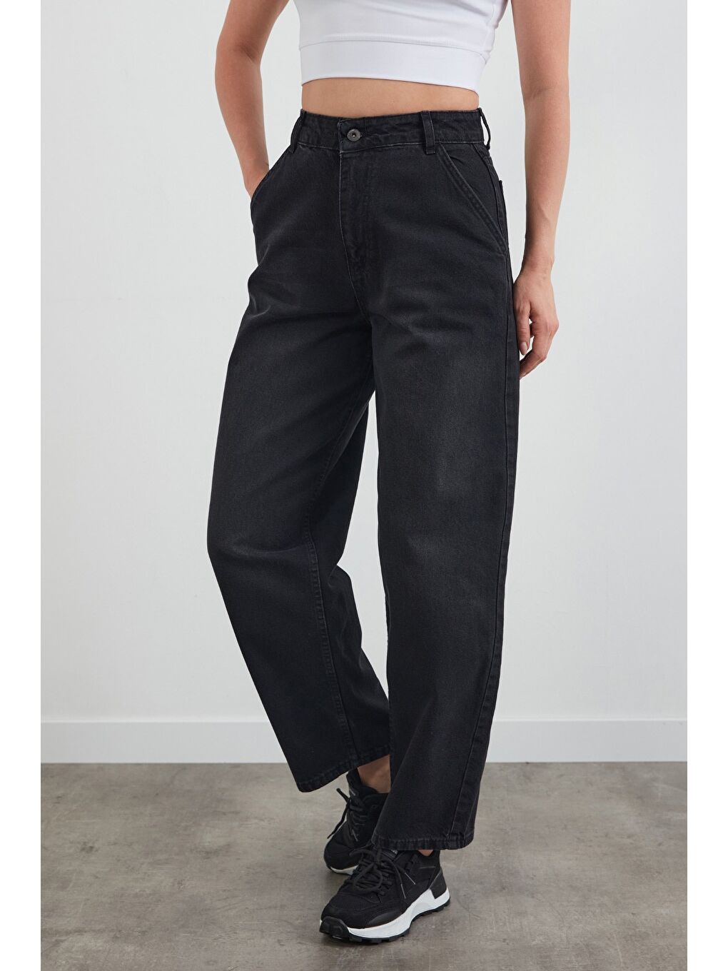 Siyah Fermuarlı Şalvar Jean-1