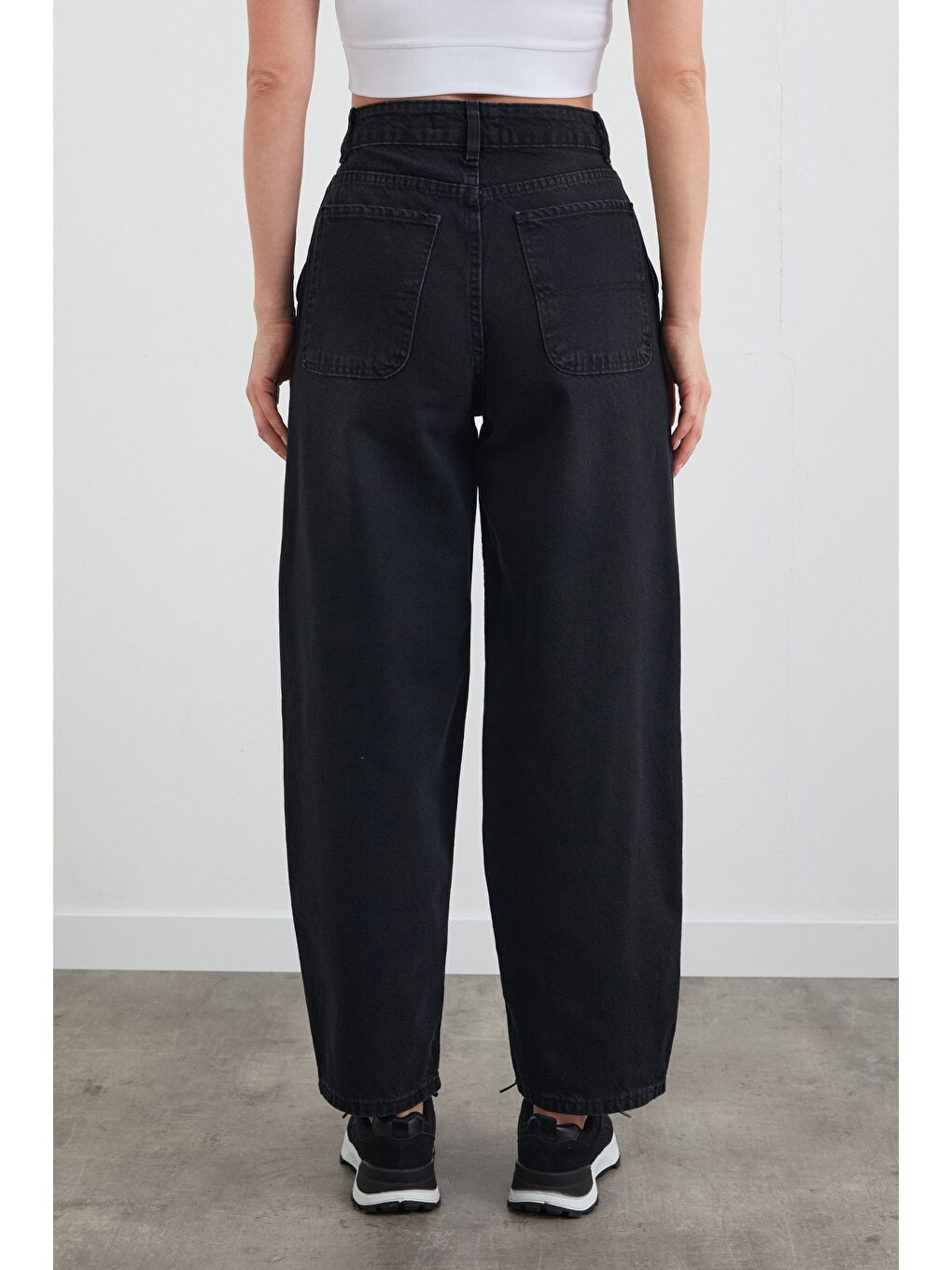 Siyah Fermuarlı Şalvar Jean-3