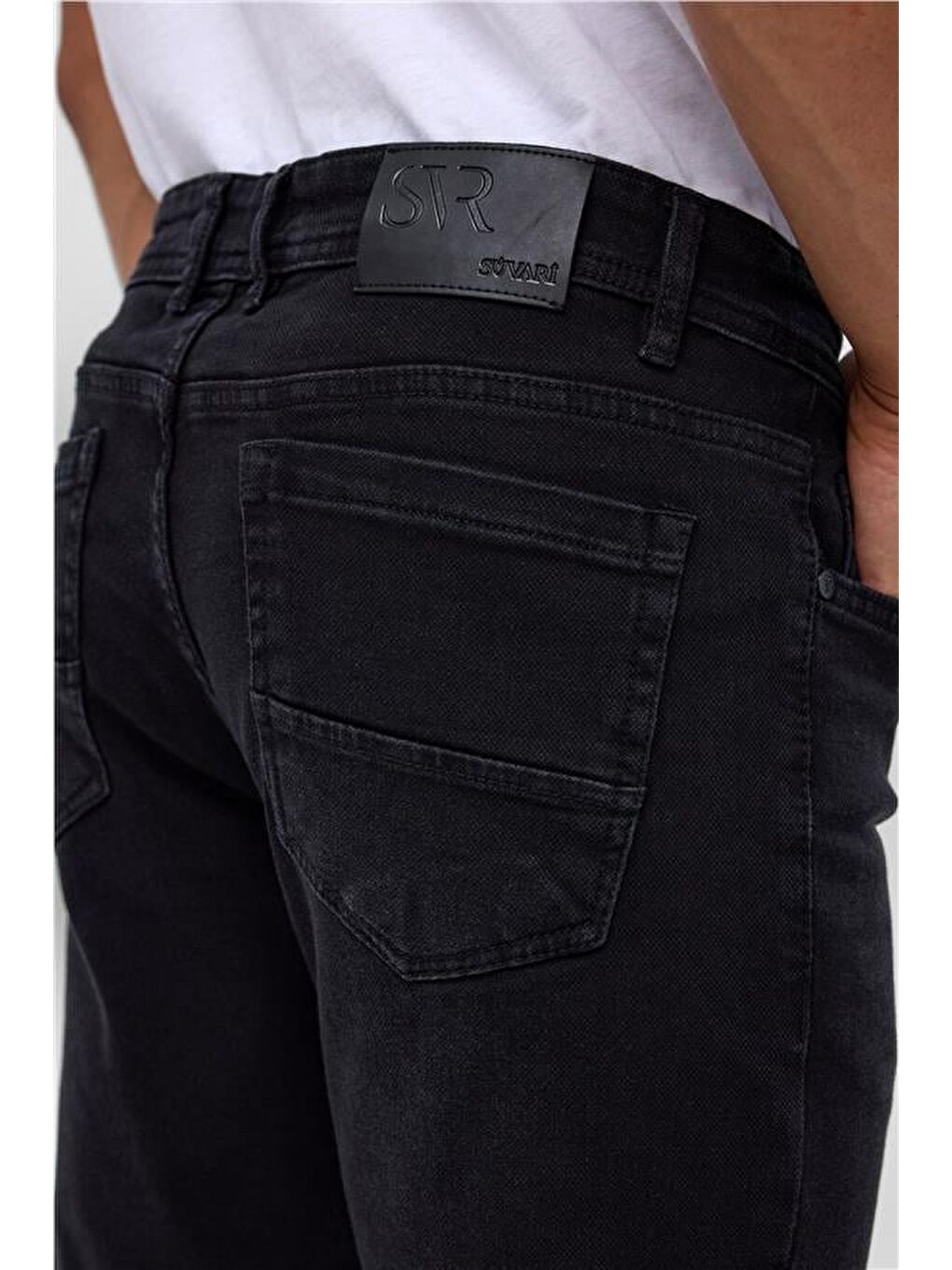 Siyah Slim Denim Pantolon-5