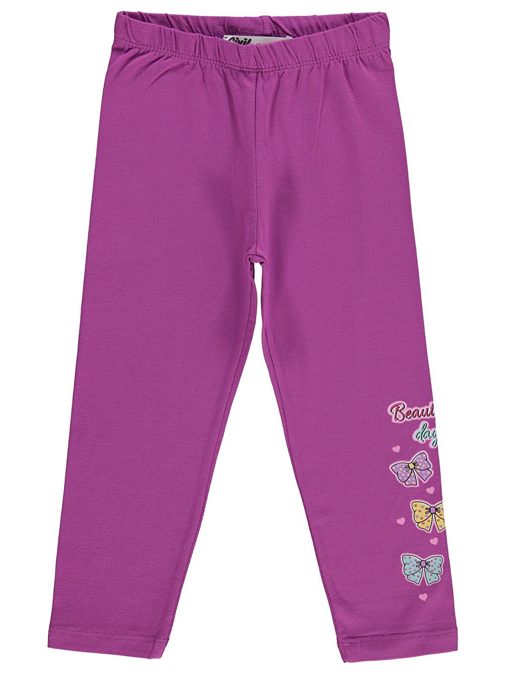 Mor Girls Beautiful Day Baskılı 2-5 Yaş Tayt - Lila