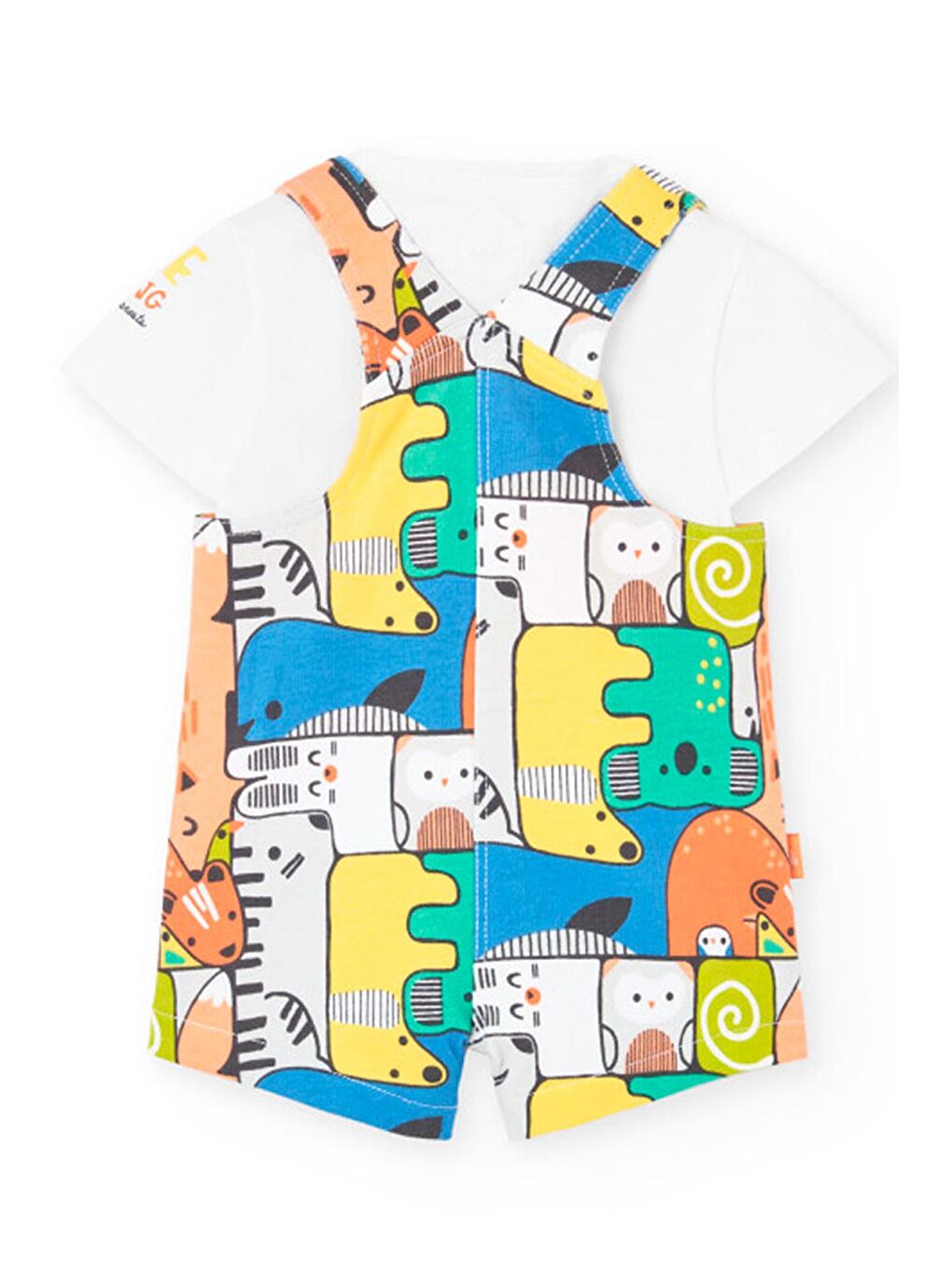 Karışık Hayvanlar Baskılı Erkek Bebek 2'li Salopet Şort Set-1