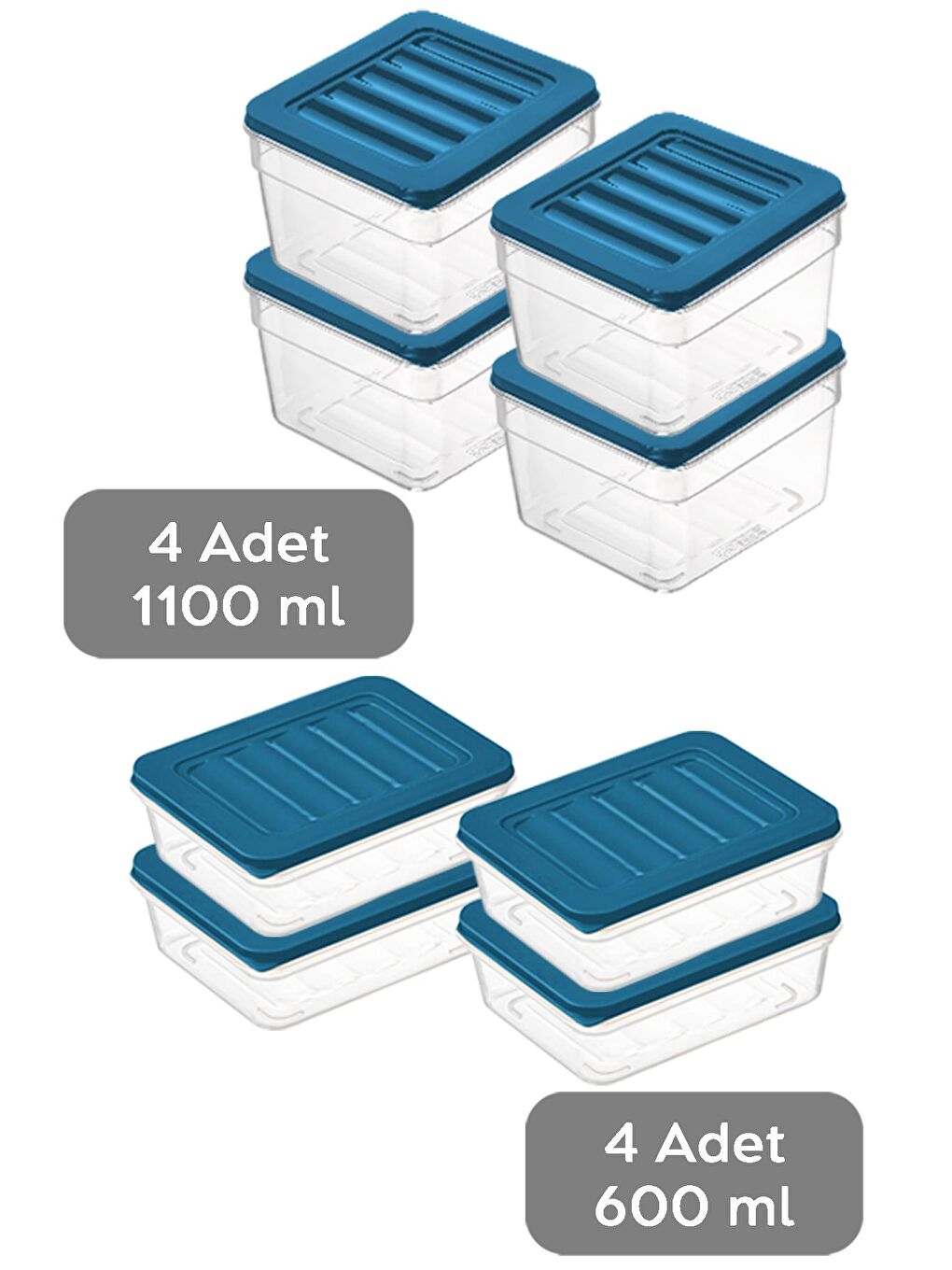 8li Buzdolabı Organizer Set Düzenleyici Erzak Saklama Kabı Derin ve Sığ Difriz Kabı S Mavi-1