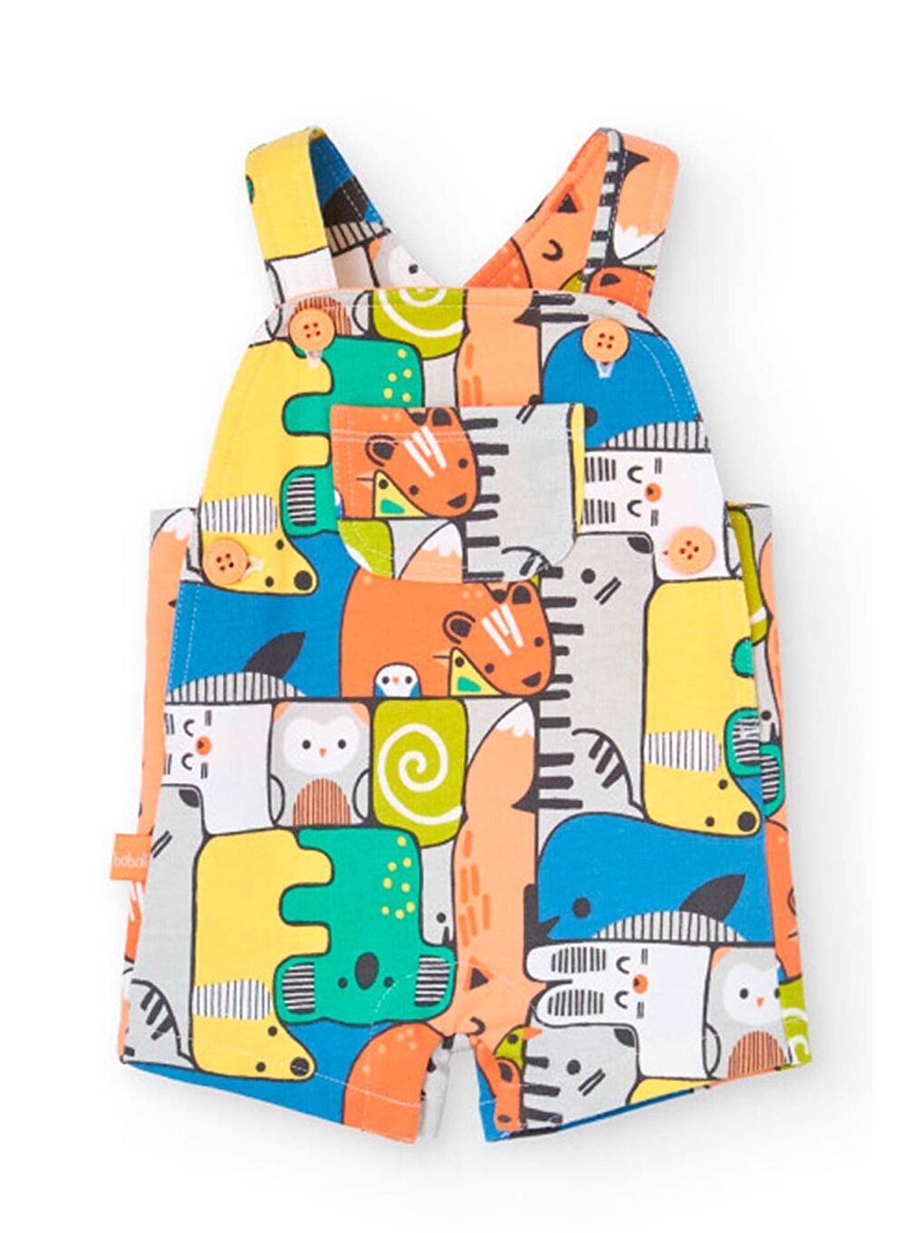 Karışık Hayvanlar Baskılı Erkek Bebek 2'li Salopet Şort Set-3