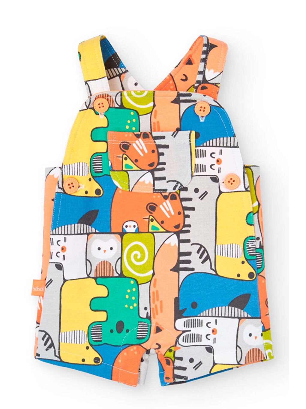 Karışık Hayvanlar Baskılı Erkek Bebek 2'li Salopet Şort Set-4