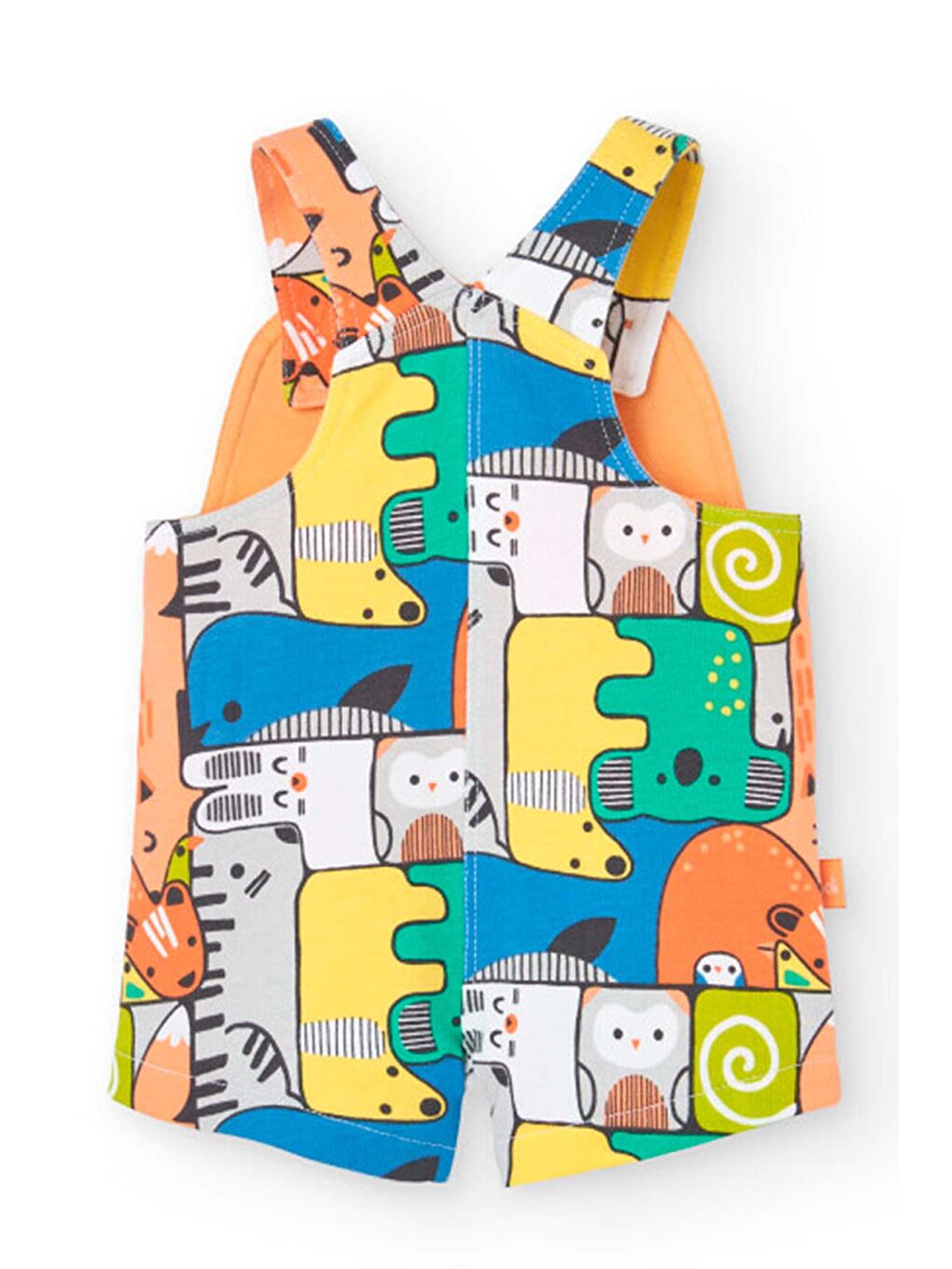 Karışık Hayvanlar Baskılı Erkek Bebek 2'li Salopet Şort Set-5