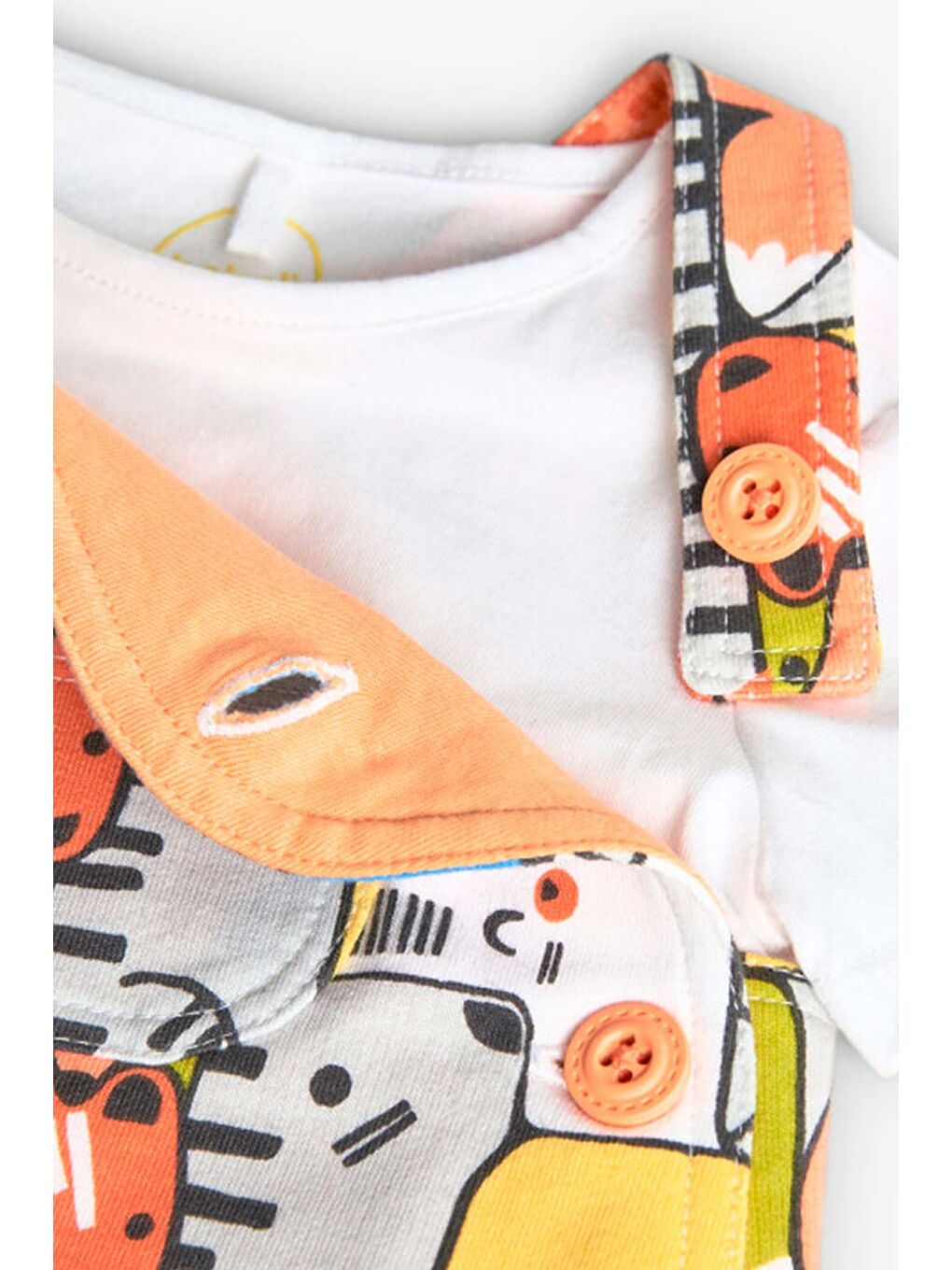 Karışık Hayvanlar Baskılı Erkek Bebek 2'li Salopet Şort Set-6