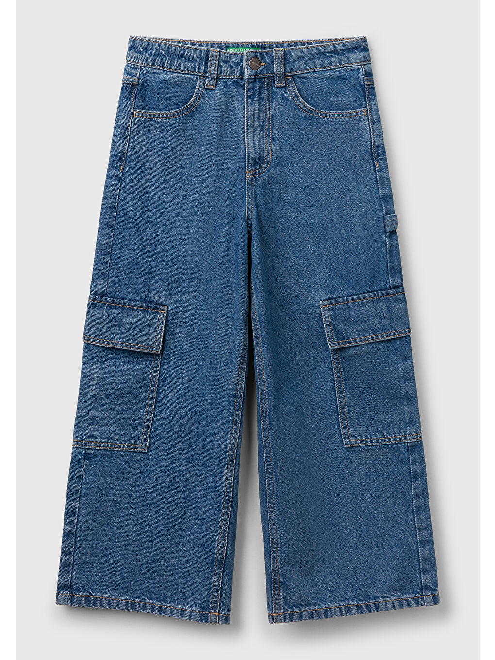 Mavi Kız Çocuk Denim Taş Yıkama Wide Fit Kargo Denim Pantolon