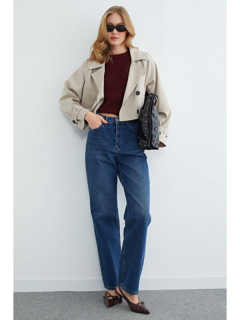 Bej Düğmeli Omuz Ve Kol Detaylı Trençkot-2