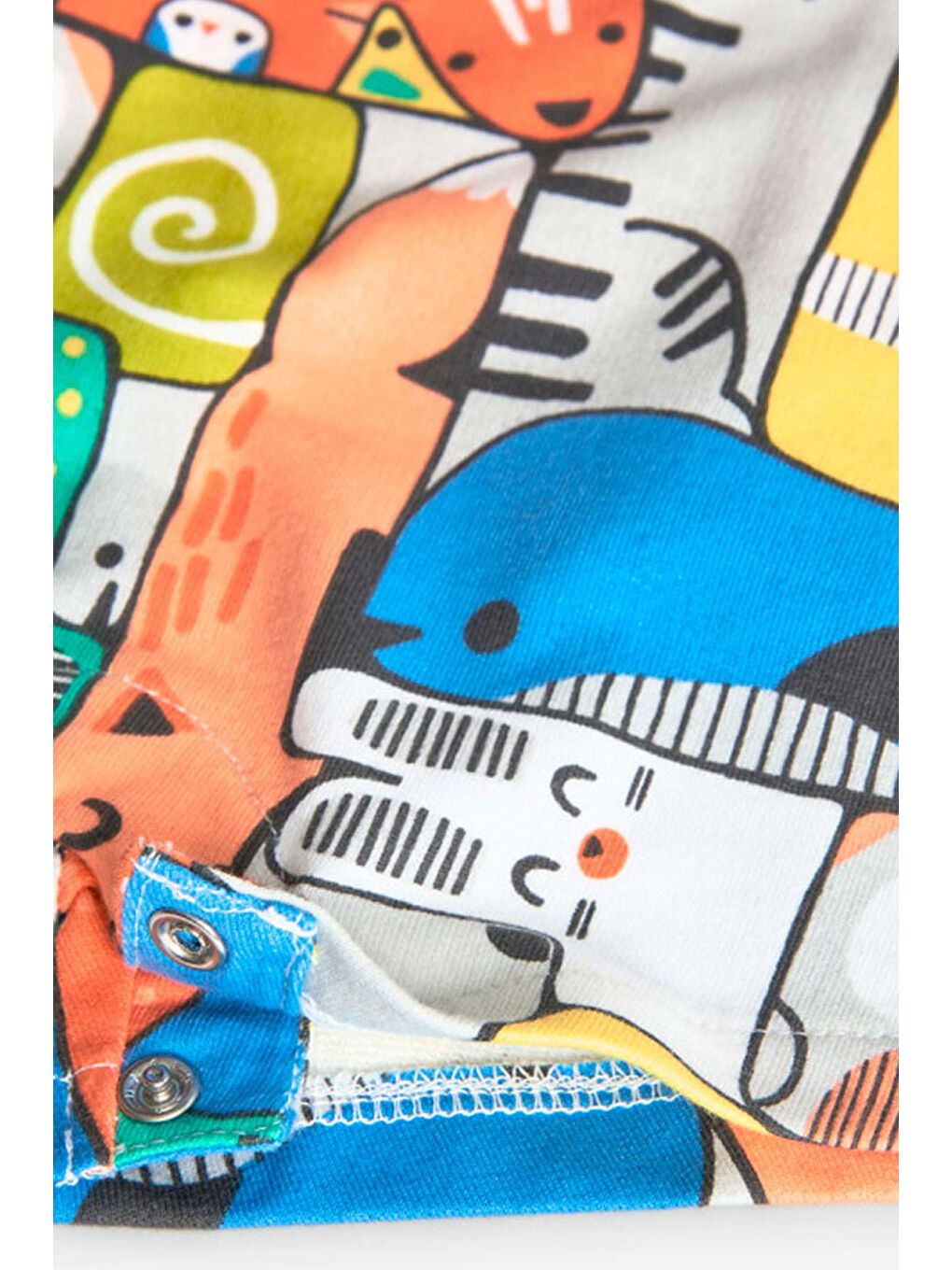 Karışık Hayvanlar Baskılı Erkek Bebek 2'li Salopet Şort Set-7