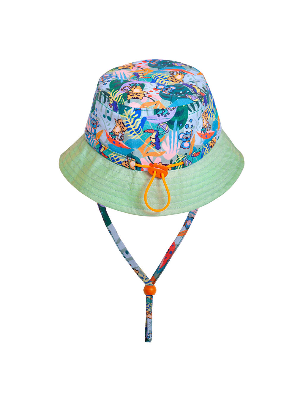 Yeşil Jungle Friends Ayarlanabilir Yazlık Bebek Şapkası 0-18 Ay-1