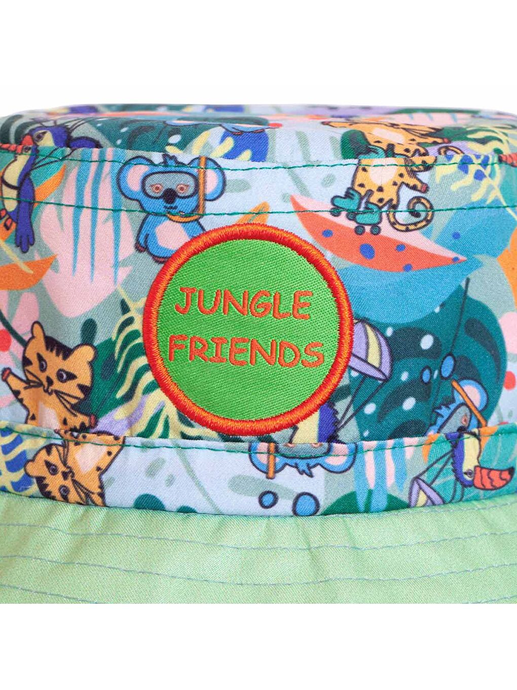Yeşil Jungle Friends Ayarlanabilir Yazlık Bebek Şapkası 0-18 Ay-3