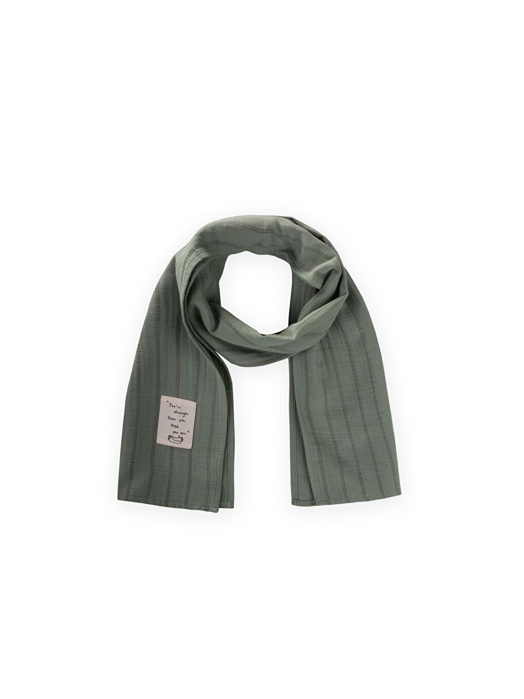 Çocuk Fular 25X140 Cm Yeşil Çift Çizgili