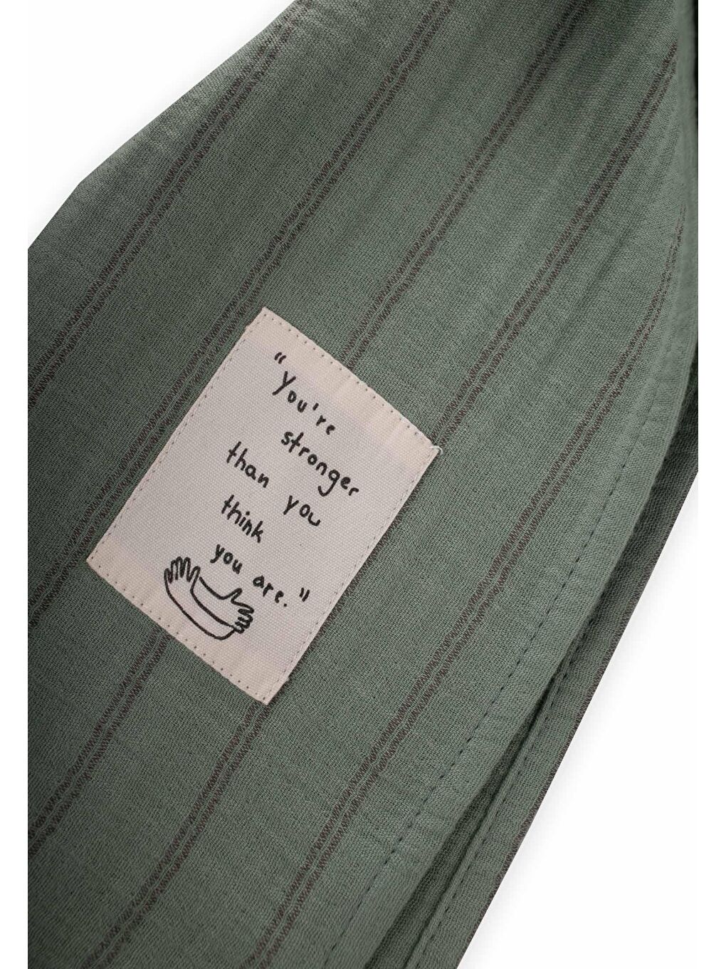 Çocuk Fular 25X140 Cm Yeşil Çift Çizgili-1